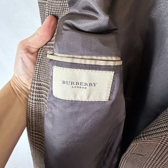 Burberry Tan Brown Wool Houndstooth Plaid Classic Sport Coat Size 42S - Picture 4 of 15